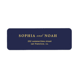 Chic gold navy wedding return address