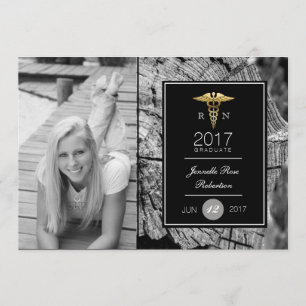 Chic Gold Nursing Graduation Party Announcement