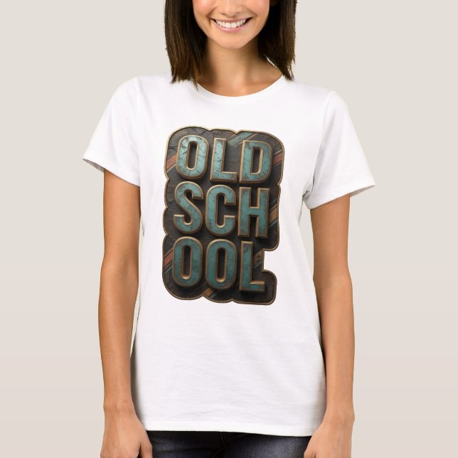 Chic Gold OLD SCHOOL Graphic Design T-Shirt (Front)