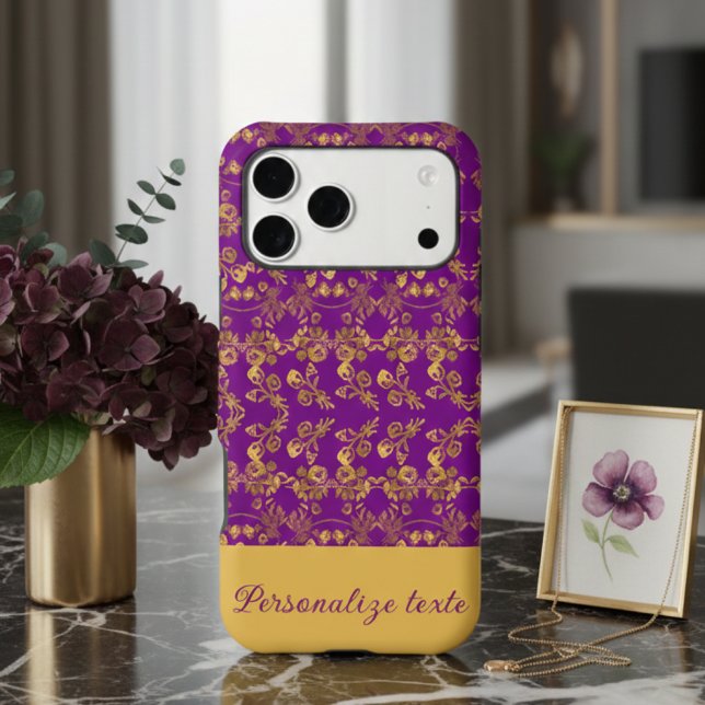 Chic Gold on Purple Damask Floral Custom aesthetic (Creator Uploaded)