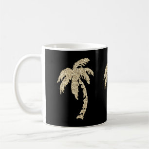 Chic Gold Palm Trees Black/White Coffee Tea Mug