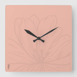 Chic Gold Pink Abstract Floral Square Wall Clock