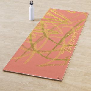 Chic Gold Pink Abstract Yoga Mat