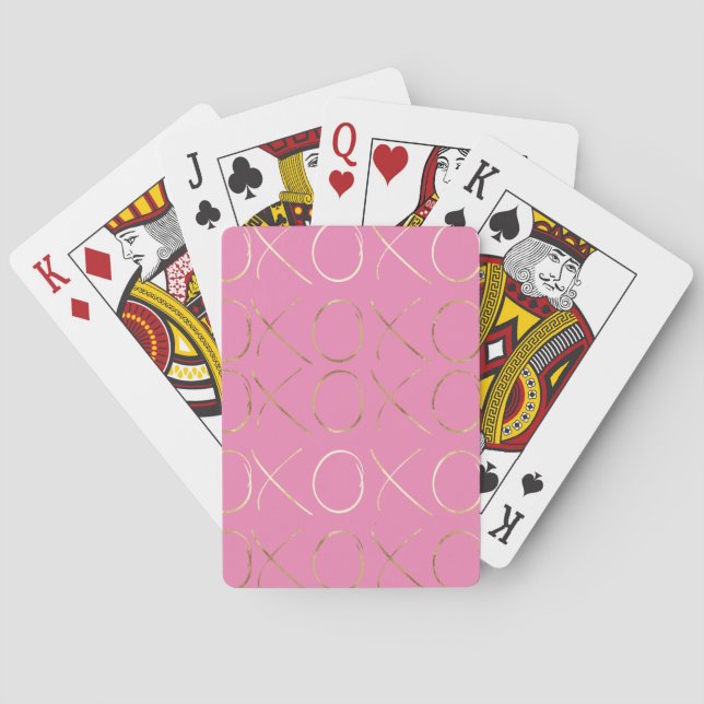 Chic Gold Pink Girly Glam XOXO Playing Cards (Back)