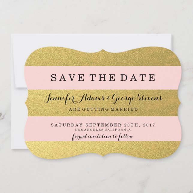 CHIC GOLD | PINK STRIPES SAVE THE DATE (Front)