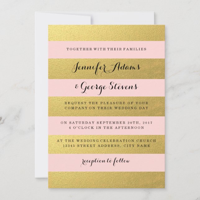 CHIC GOLD | PINK WEDDING INVITATION (Front)