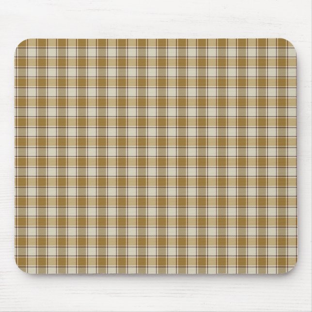 Chic Gold Plaid Stripes Mouse Mat (Front)