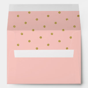 Chic Gold Polka Dot Pattern Pink Blush Envelope