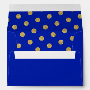 Chic Gold Polka Dot Pattern Royal Blue Envelope