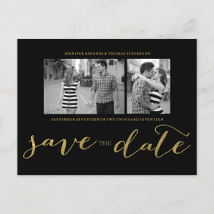 CHIC GOLD PRINT   SAVE THE DATE POSTCARD