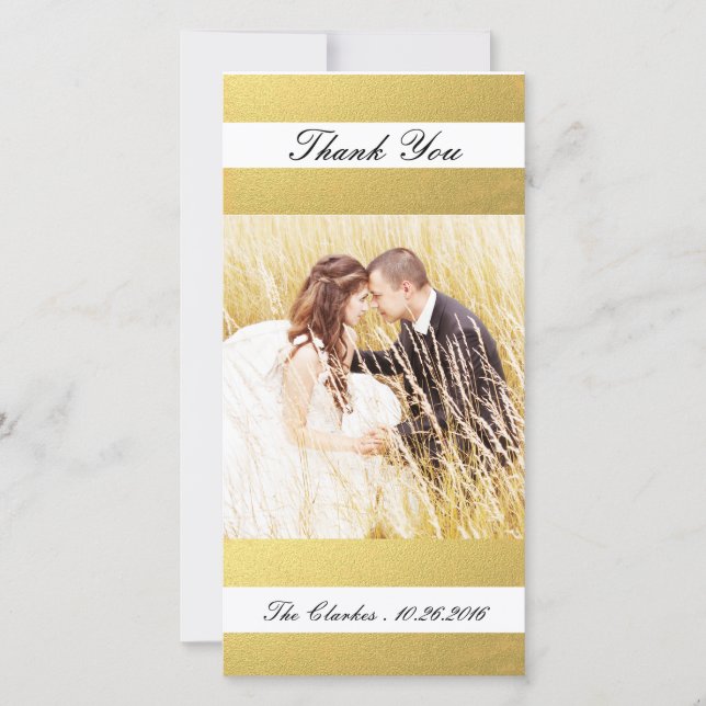 CHIC GOLD PRINT | WEDDING THANK YOU PHOTO (Front)