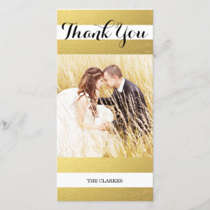 CHIC GOLD PRINT WEDDING THANK YOU PHOTO CARD