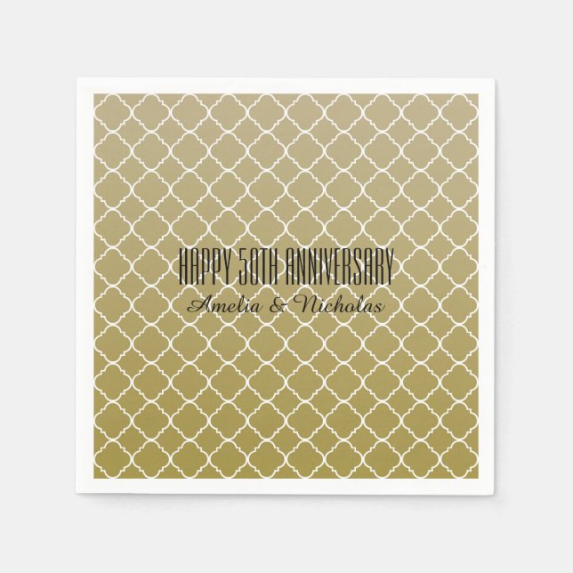 Chic Gold Quatrefoil Napkin (Front)