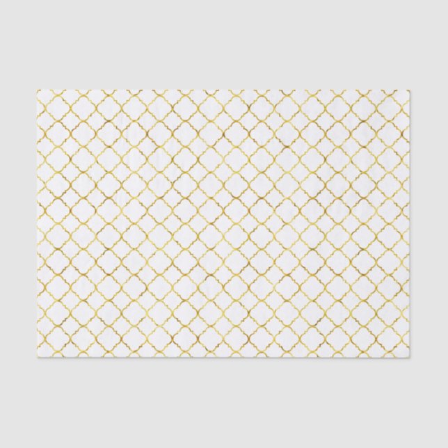 Chic Gold Quatrefoil Tissue Paper (Front)