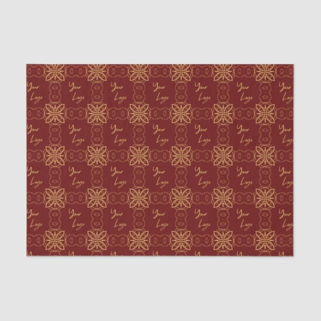 Chic Gold Red Pattern Custom Business Logo Tissue Paper (Front)