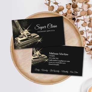 Chic Gold Residential Commercial House Cleaning Business Card