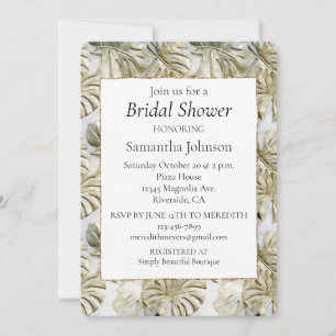 Chic Gold Sage Green Tropical Bridal Shower Invitation