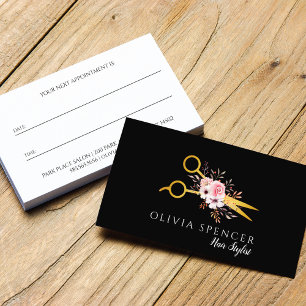 Chic Gold Scissors Salon Appointment Card