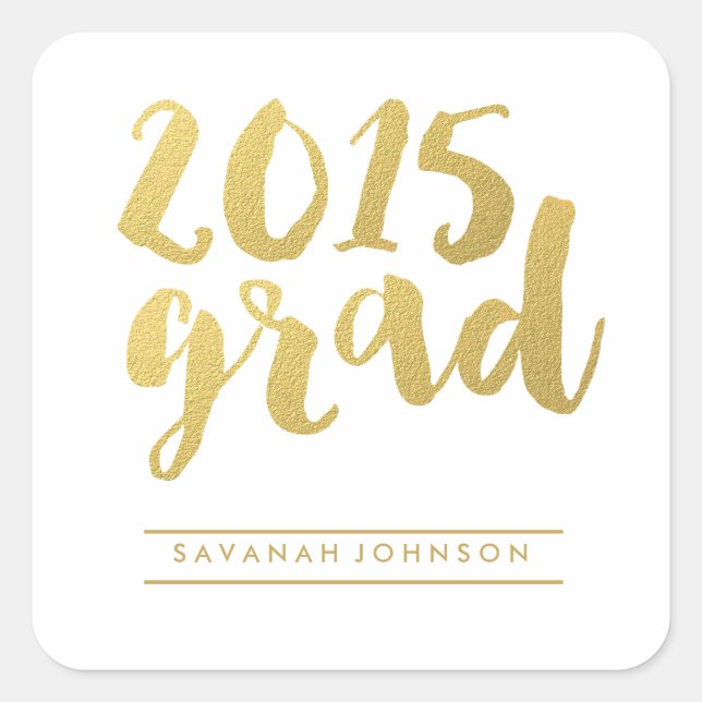 Chic Gold Script | 2015 Graduate Sticker (Front)