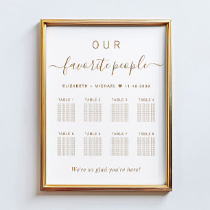 Chic Gold Script 8 Table Wedding Seating Chart