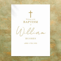 Chic Gold Script Baptism Christening Welcome Sign