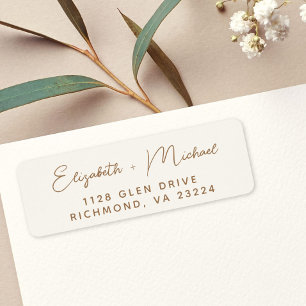 Chic Gold Script Cream Wedding Return Address