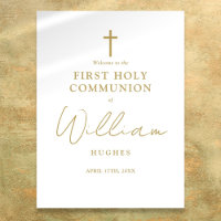Chic Gold Script First Holy Communion Welcome Sign