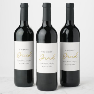 Chic Gold Script Grad Bottle Label