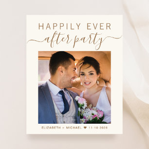 Chic Gold Script Photo Wedding Reception Invite