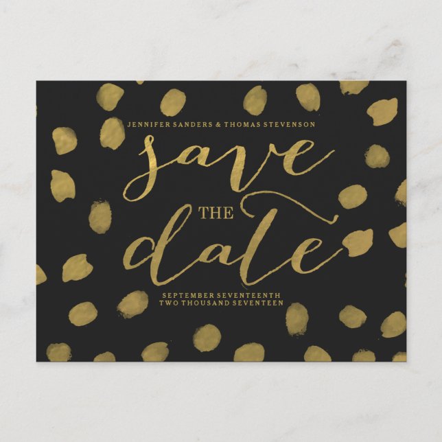 Chic Gold Script Save the Date Postcard (Front)