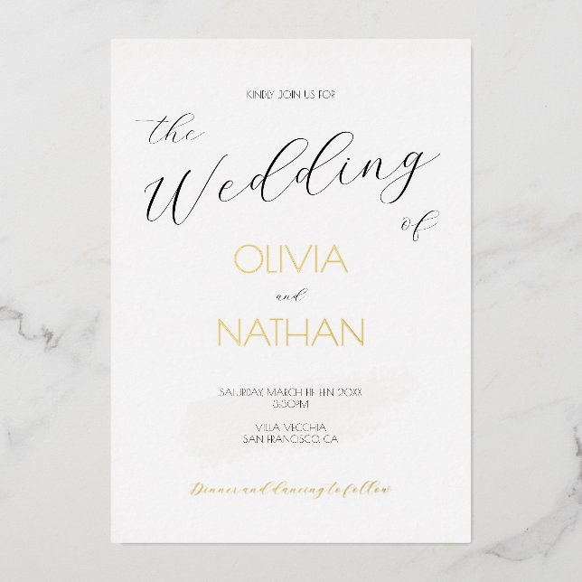 Chic Gold Script The Wedding of Wedding Invitation (Front)