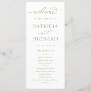 Chic Gold Script Wedding Ceremony Program Programme