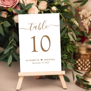 Chic Gold Script Wedding Reception Table Number