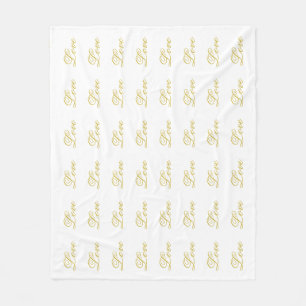 Chic Gold Script White Love Wedding Calligraphy Fleece Blanket