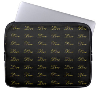 Chic Gold Script White Love Wedding Calligraphy Laptop Sleeve