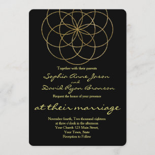 Chic Gold Seed of Life Sacred Geometry Wedding Invitation