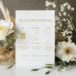 Chic Gold Signature Coctail Drink Wedding Bar Sign