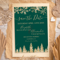Chic gold snow pine green Christmas
