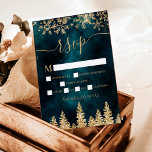 Chic gold snow pine green Christmas winter rsvp Card<br><div class="desc">Time to celebrate your winter wonderland wedding theme with this luxury chic gold glitter snowflakes sparkles and yellow gold glitter pine tree forest on an elegant festive emerald green watercolor background,  featuring a modern cool script font typography. Perfect rsvp card for your winter wonderland wedding.</div>