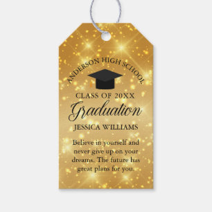 Chic Gold Sparkle Graduation Inspirational Quote Gift Tags