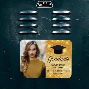 Chic Gold Sparkle Graduation Photo 2025 Graduate Magnet