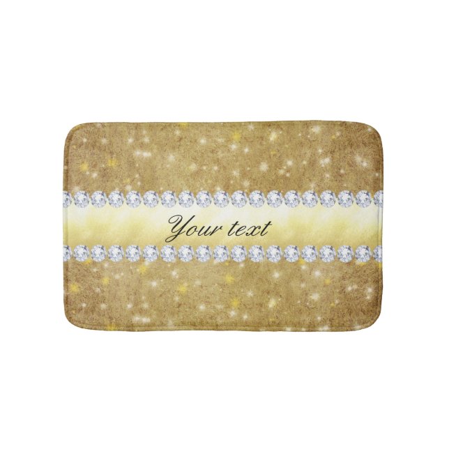 Chic Gold Sparkling Stars and Diamonds Bath Mat (Front)
