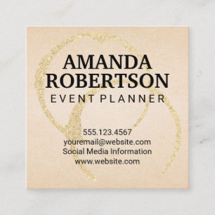 Chic Gold Stain Square Business Card