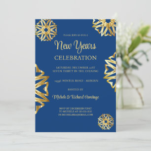 Chic Gold Stars New Years Invitation