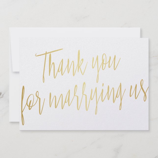 Chic Gold "Thank you for marring us" Thank You Card (Front)