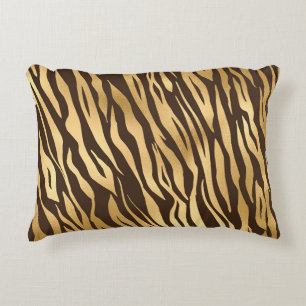 Chic Gold Tiger Print Elegant Pretty Stylish Glam Decorative Cushion