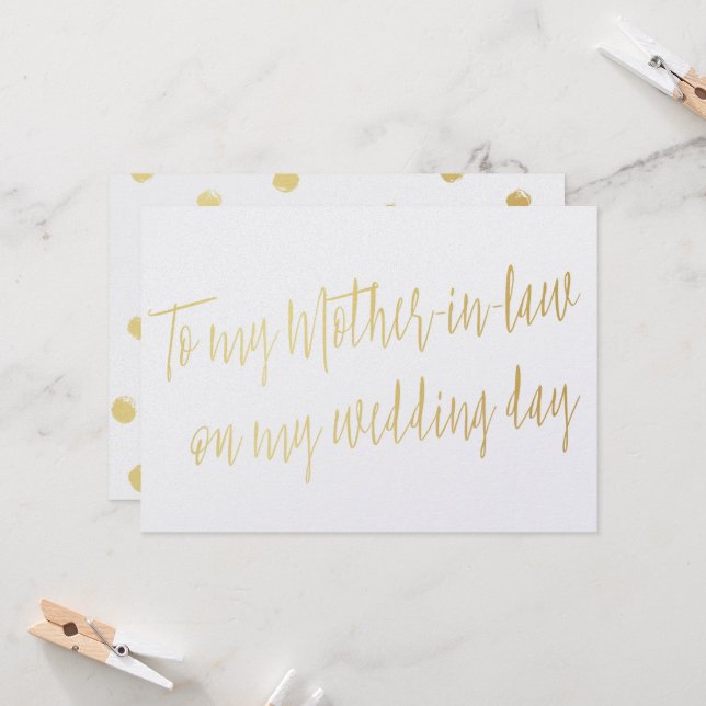 Chic Gold "To my mother-in-law on my wedding day" Card (Front/Back In Situ)