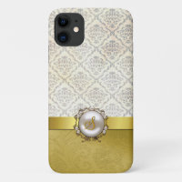 Chic Gold Tone & Cream Damask