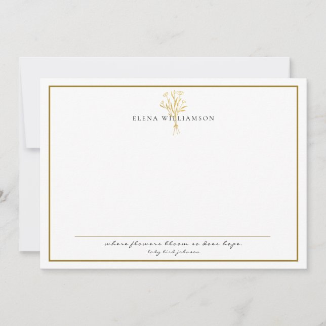 Chic Gold tone Frame Floral Bouquet Card (Front)