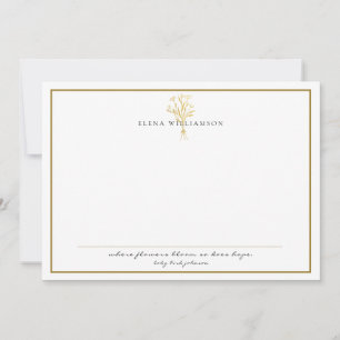 Chic Gold tone Frame Floral Bouquet Card